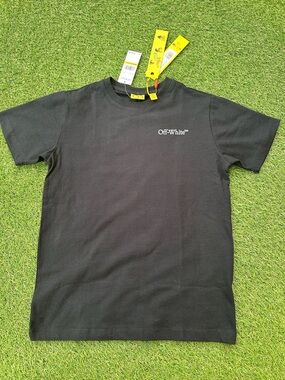 Off-White Black Logo Crew Neck T-Shirt - Kids Size Medium (10/12) Brand New
